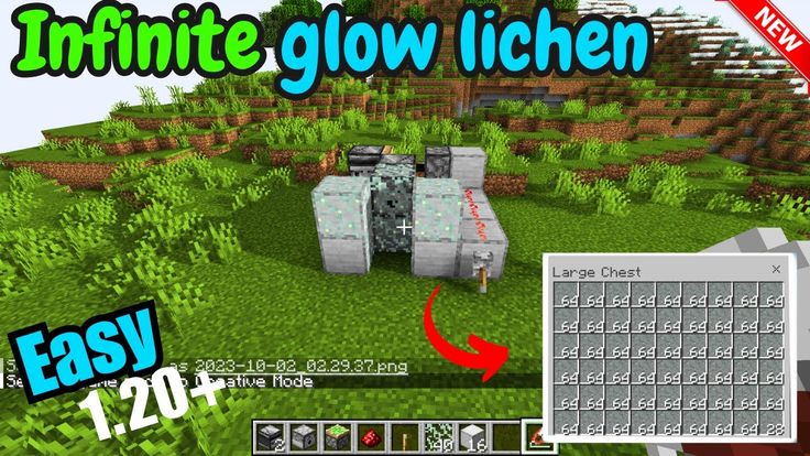 an image of a video game showing how to use glow lichen in minecraft