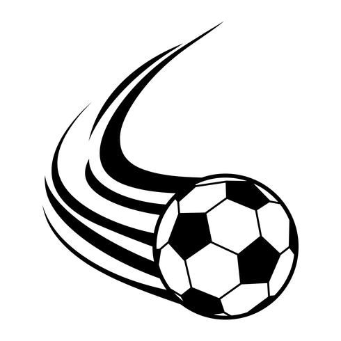 a black and white soccer ball flying through the air with its tail curled up to it's side