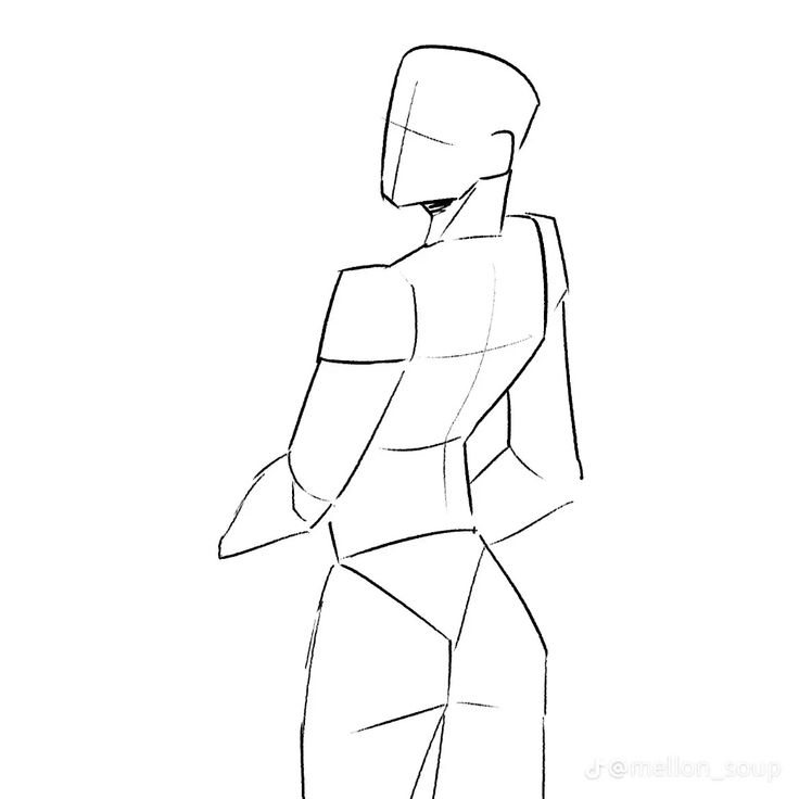 a line drawing of a woman with her back to the camera