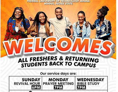 the poster for welcomes all freshers and returning students back to campus on sunday