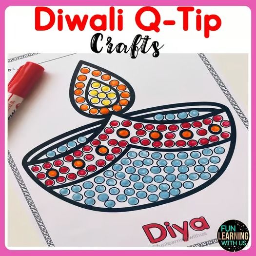 an easy and fun diwali q - tip craft for kids to do on the table