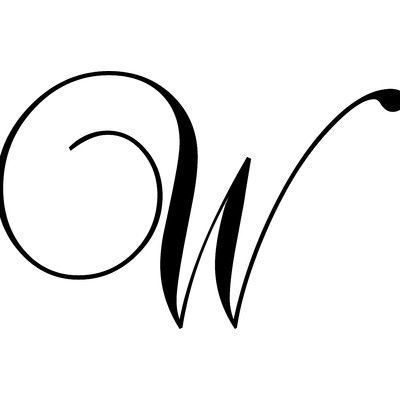 the letter w in cursive writing with black ink on a white background royalty illustration