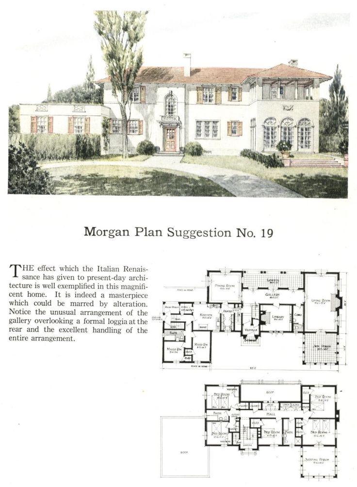 the morgan plan suggestion no 19 is shown in an old house book, with two story houses