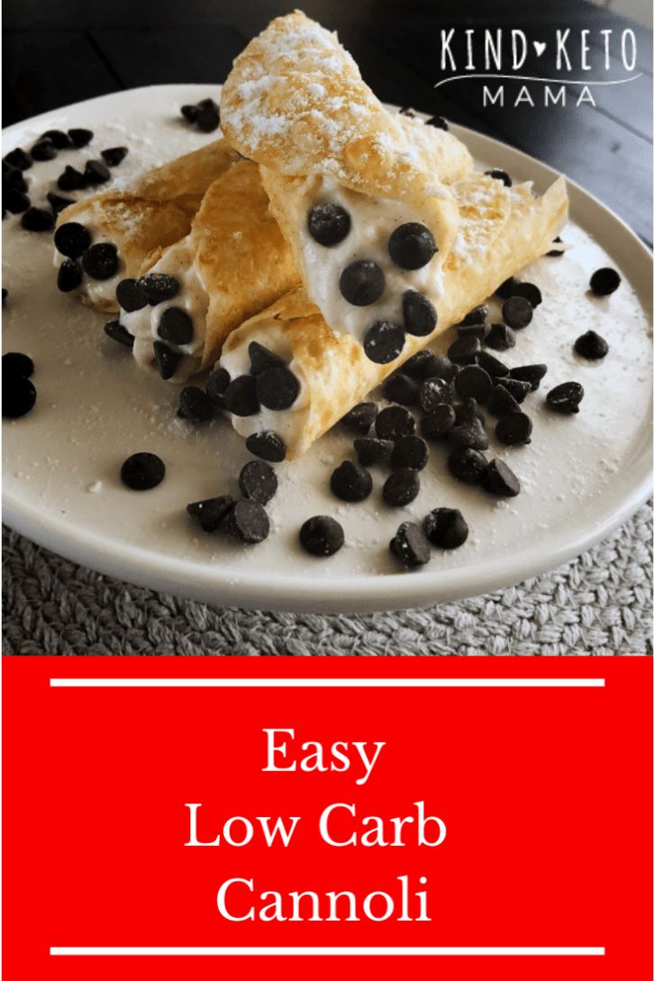 easy low carb cannoli with chocolate chips on top