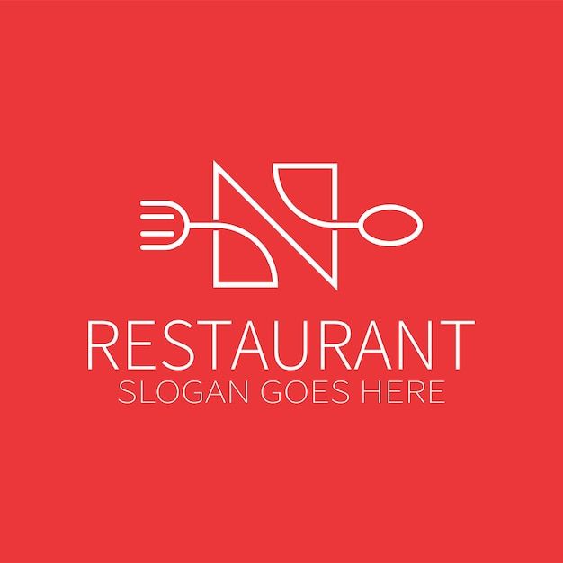 the restaurant logo is shown on a red background