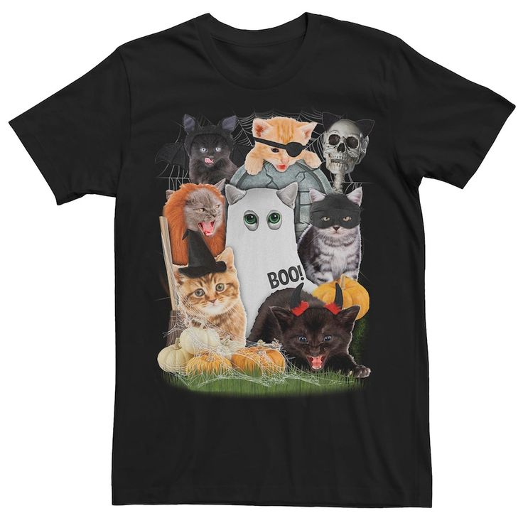 Don't be a scaredy-cat this Halloween, get this men's cat collage tee. Don't be a scaredy-cat this Halloween, get this men's cat collage tee. Crewneck Short sleeve FABRIC & CARE Cotton Machine wash Imported Size: XS. Color: Black. Gender: male. Age Group: adult. Cat Collage, Scaredy Cat, Halloween Cats, Cat Holidays, Cat Tee, Holiday Humor, Cat T, Halloween Cat, Funny Tees