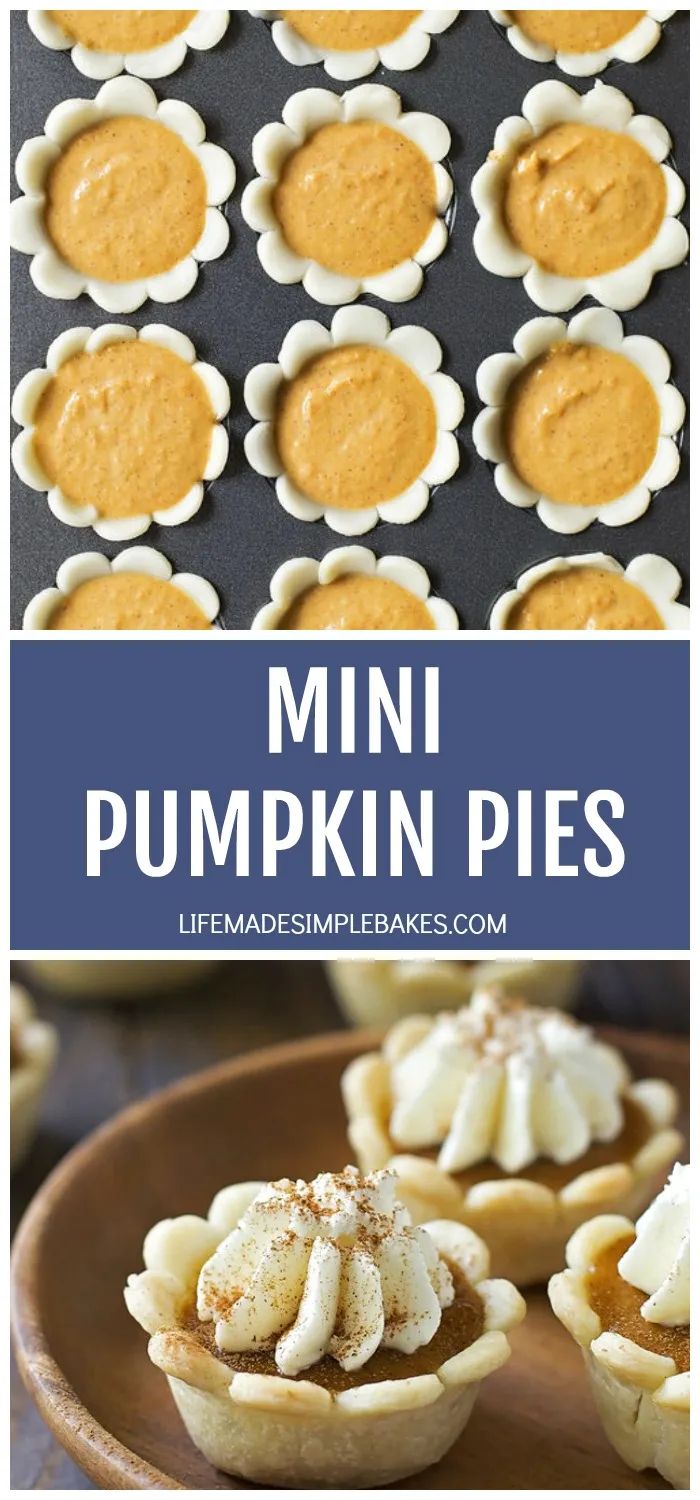 mini pumpkin pies on a plate with text overlay