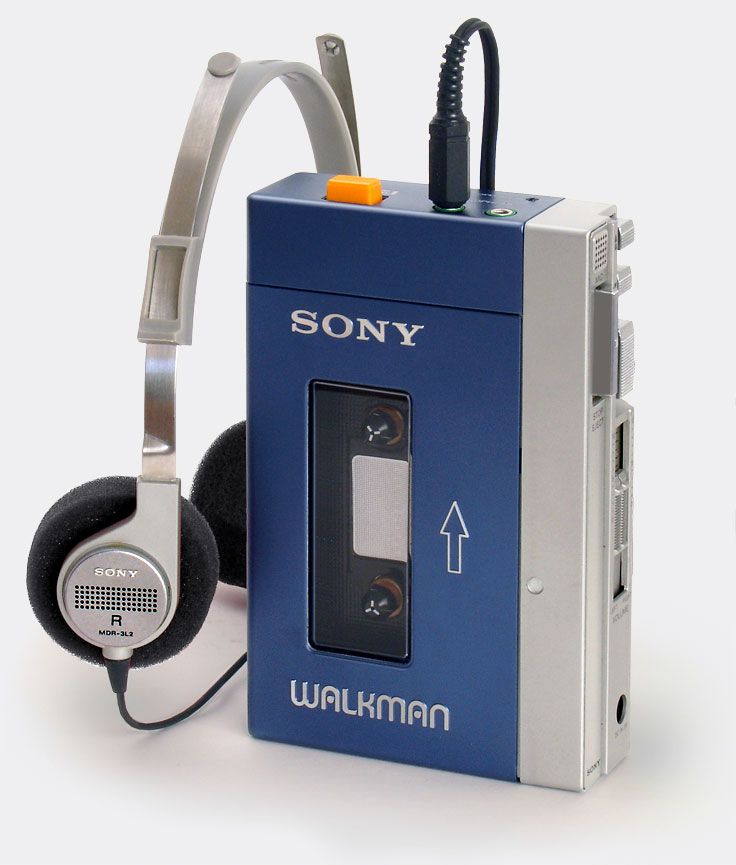 a sony walkman with headphones attached to it