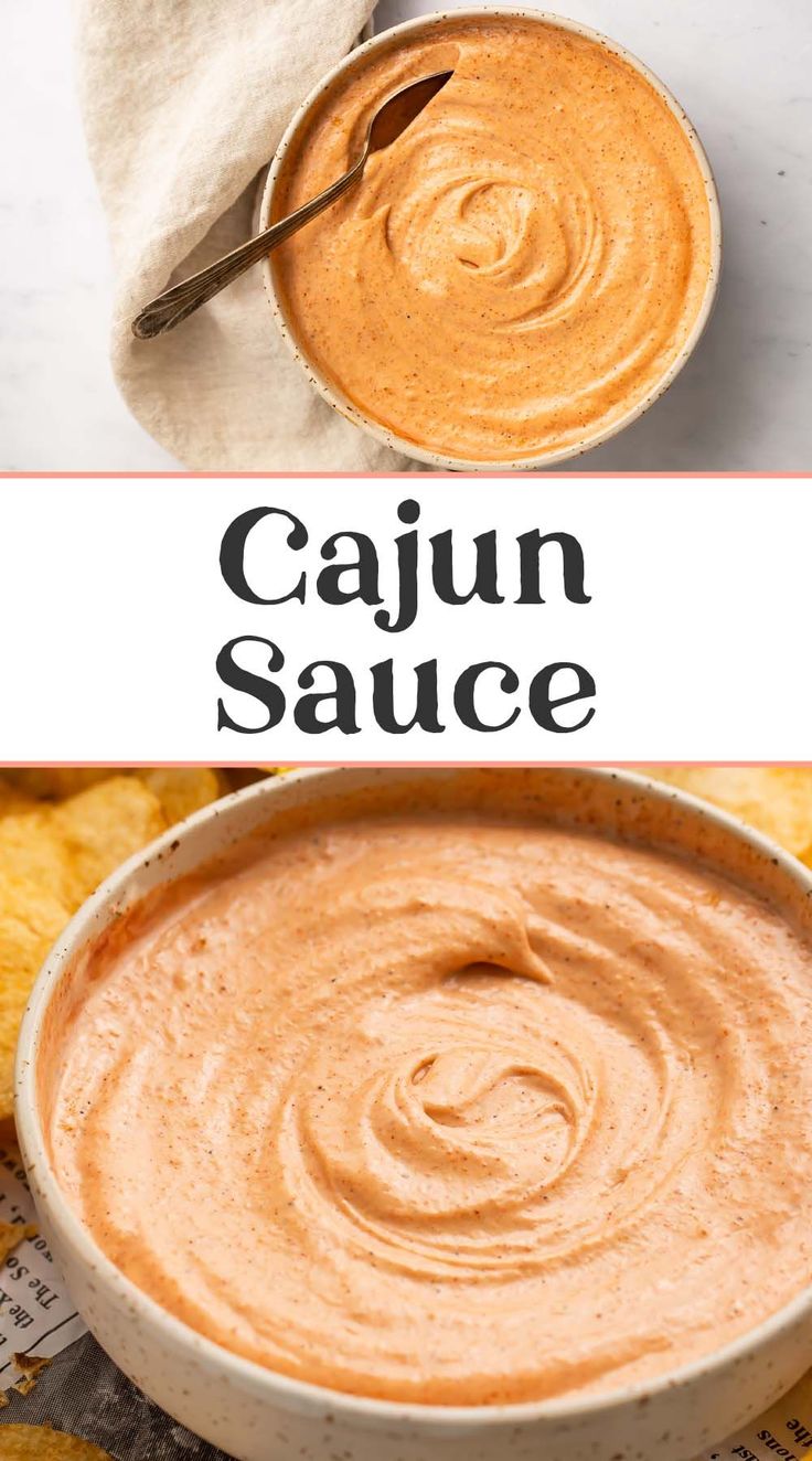 an image of cajun sauce in a bowl with the words cajun sauce above it