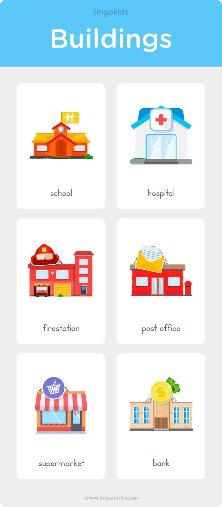 the different types of buildings are shown in this graphic style, with each building's name