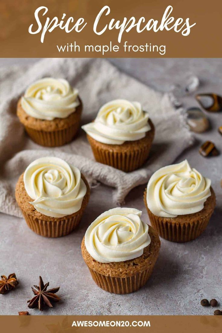 spice cupcakes with maple frosting on top