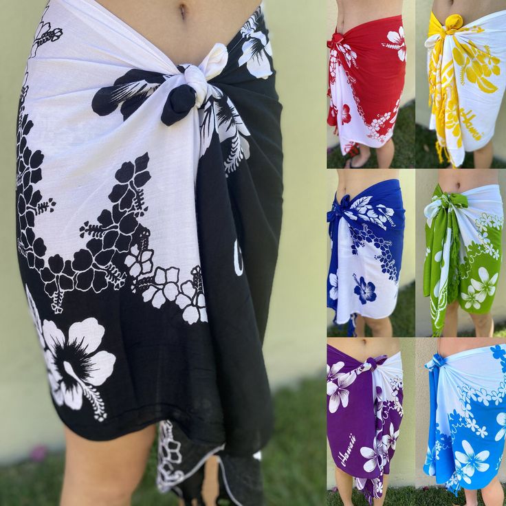 "hawaiian half - sized sarong 100% rayon material size: 67\" x 20\" wrap into a skirt or strapless top also can be used as a shawl, thin curtain, or wall tapestry" Hawaiian Sarong, Cheap Birthday Party, Hawaiian Skirt, Diy Cut Shirts, Theme Park Outfits, Hawaiian Designs, Hawaiian Hibiscus, Blue Hibiscus, Sarong Skirt