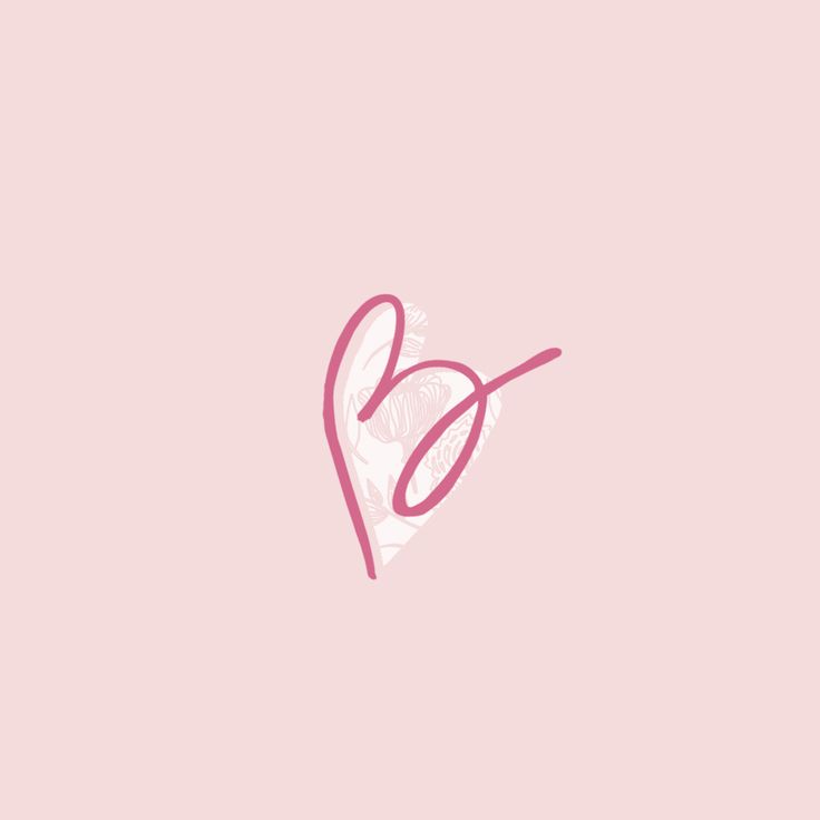 the letter b is written in pink and white