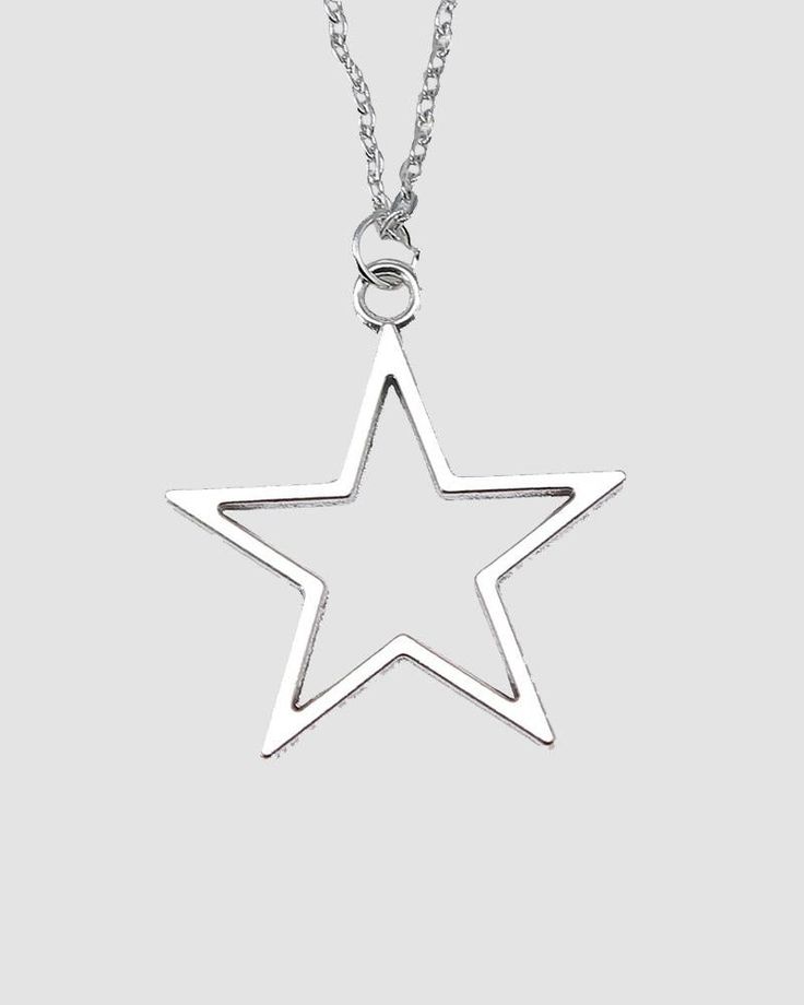 Details: Necklace with silver star design Silver Star Charm Necklaces, Silver Necklaces With Star Charm, Silver Star Print Jewelry As Gift, Silver Jewelry With Star Print As Gift, Silver Star Print Jewelry For Gift, Silver Jewelry With Star Print For Gift, Silver Star Charm Necklace, Silver Star Print Necklace, Silver Star Print Necklace For Gift