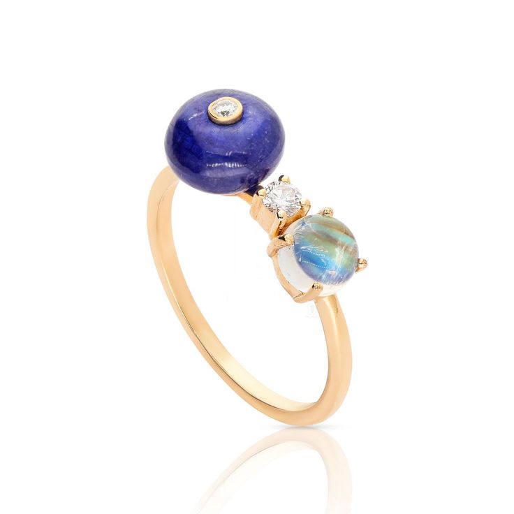 A bewitching design with unique nuances of each gemstone. Handcrafted in solid Gold. Unique Gemstone Rings In 14k Gold, Unique 14k Gold Gemstone Rings, Unique 14k Gold Rings With Gemstone, Unique 14k Gold Rings With Gemstone Accents, Fusion Style Round Opal Ring, Luxury Gemstone Stackable Rings With Open Design, Yellow Gold Rings With Gemstone Accents, Unique Yellow Gold Rings With Gemstone Accents, Luxury Stackable Open Ring With Gemstones