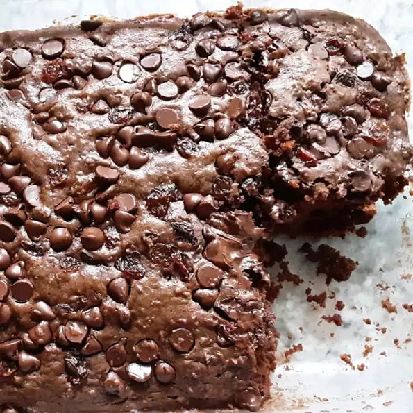 a close up of a piece of chocolate cake