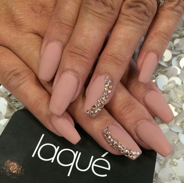 Nude nails with rhinestones Red Bottom Nails With Rhinestones, Nude Red Bottom Nails, Nude And Black Nail Designs, Black Nail Designs With Rhinestones, Nude Nails For Brown Skin, Nude Nails With Rhinestones, Nail Art Nude, Bottom Nails, Red Bottom Nails