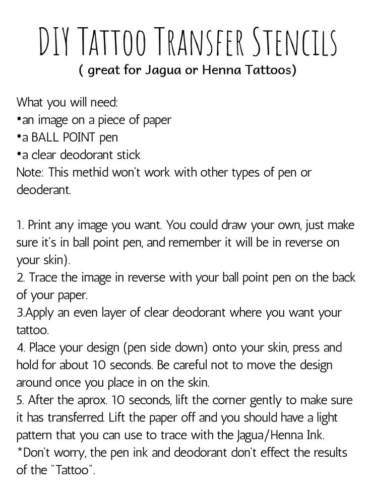 the instructions for how to make a diy tattoo transfer