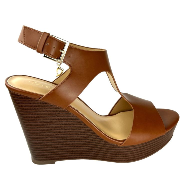 Thalia Sodi VALLERIP Wedge Sandals Women's Shoes -New with Box -Brand: Thalia Sodi -Color: Cognac -Size: 10M -Material: Faux Leather -Comfort Padded Insole -Platform Height: 1.25 Inch -Heel Height: 4.75 Inch -T-Strap -Round Toe -Slingback -Cushioned Insole -Adjustable Buckle Closure -Made in China Leather Wedge Sandals With 4-inch Heel And Ankle Strap, Brown High-heel Wedge Sandals With Heel Strap, Leather Wedge Sandals With 4-inch Heel, Open Toe, Brown Summer Wedge Sandals With Cork-bed Midsoles, Brown Wedge Sandals With Heel Strap, Medium Width, Size 10 Women, Platform Wedge Heels, Platform Wedge, Women's Sandals