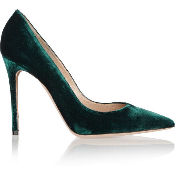 Gianvito Rossi Velvet pumps ($725) ❤ liked on Polyvore featuring shoes, pumps, heels, green, pointed toe shoes, velvet pumps, high heel pumps, slip on pumps and gianvito rossi pumps Green Velvet Shoes, Heels Green, Green High Heels, Green Pumps, Pointy Toe Shoes, Velvet Pumps, Rossi Shoes, Velvet Boots, Velvet Shoes