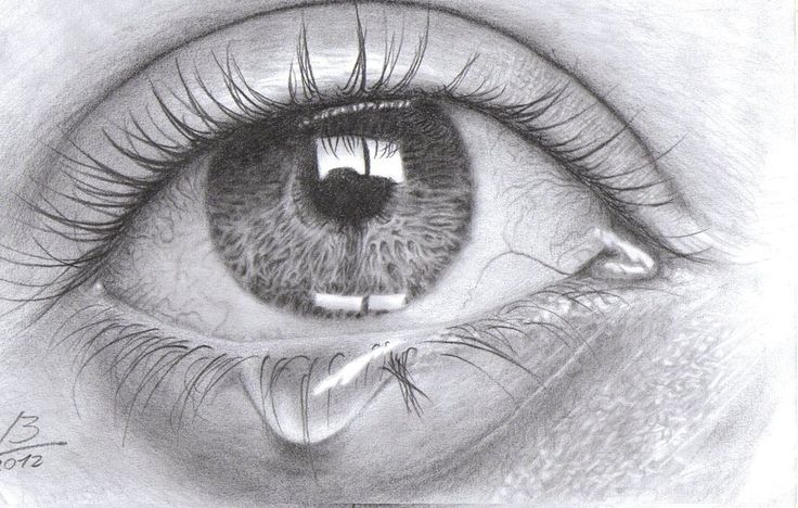 a pencil drawing of an eye with the iris partially closed and part of it visible