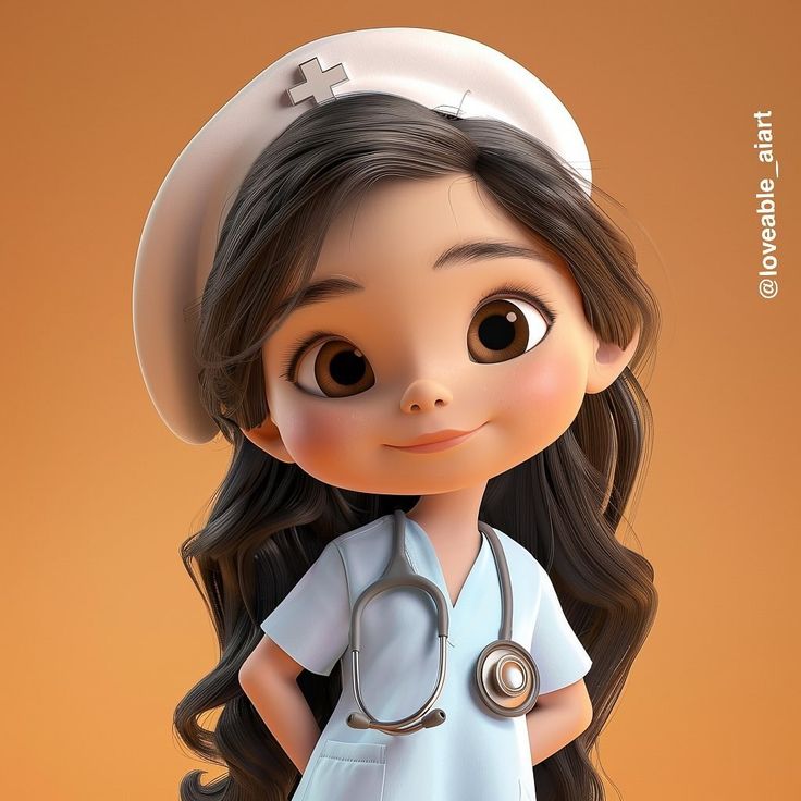 a cartoon girl dressed as a nurse with a stethoscope