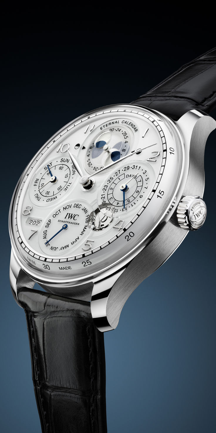 The Portugieser Eternal Calendar (Ref. IW505701) IWC Schaffhausen Iwc Perpetual Calendar, Gregorian Calendar, Lux Watches, Iwc Schaffhausen, Swiss Luxury Watches, Screen Savers Wallpapers, Iwc Watches, Swiss Luxury, Leap Year