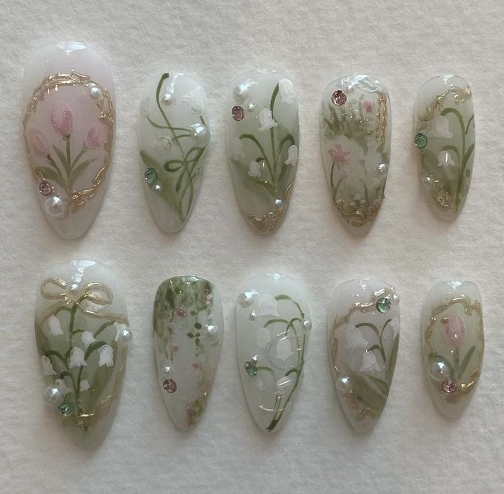 Nct Nails, Dreamy Nail, Lifestyle Moodboard, Almond Press On Nails, Nails Flower, Nagel Tips, Nails Fake, Pretty Gel Nails, Really Cute Nails