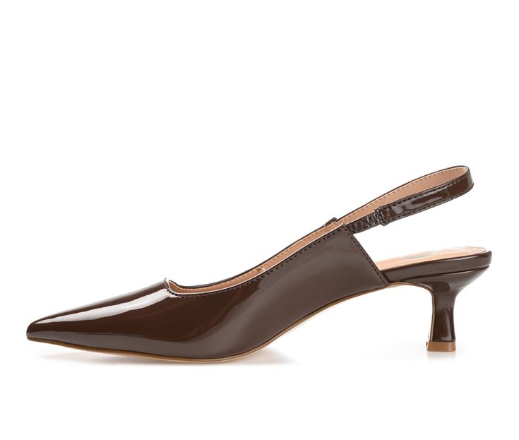 Women's Journee Collection Paulina Slingback Pumps in Patent/Brown Size 9.5 Wide Urban Outfitters Shoes, Famous Footwear, Patent Shoes, Closed Toe Shoes, Pointed Toe Heels, Slingback Heel, Shoe Carnival, Shoes Heels Pumps, Slingback Pump