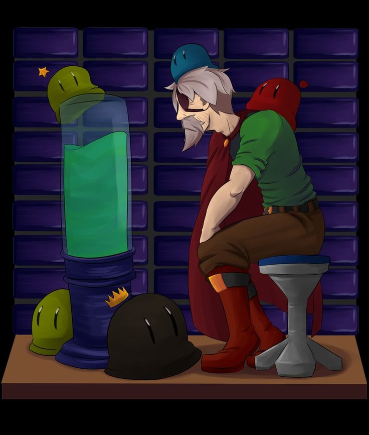 a man sitting on top of a toilet next to a green trash can