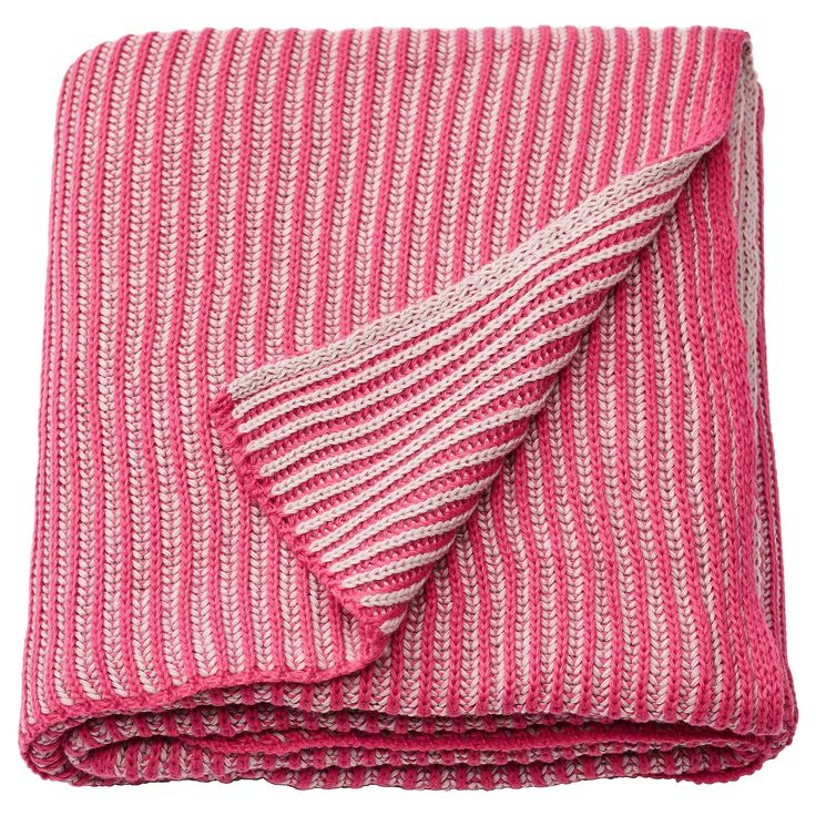 pink and white striped blanket folded on top of each other