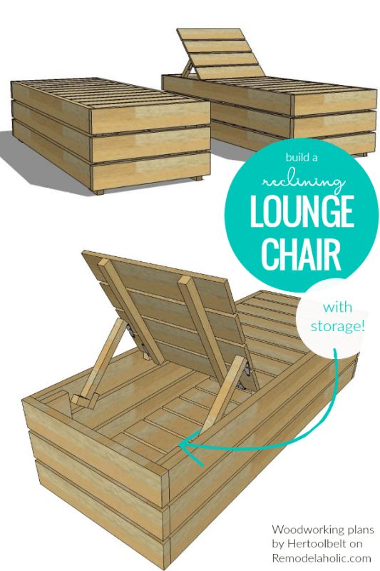 the plans to build a lounge chair with storage for woodworking plans and instructions on how to make it