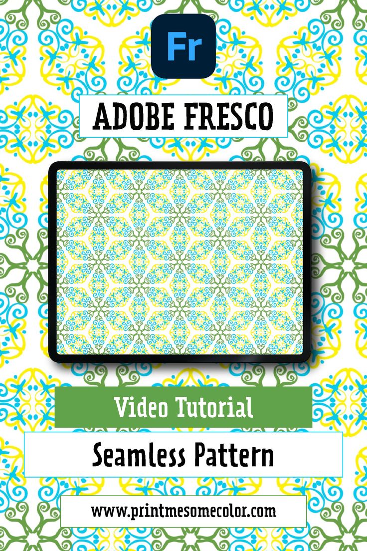 an image of a video screen with the text, adobe fresco seamless pattern on it