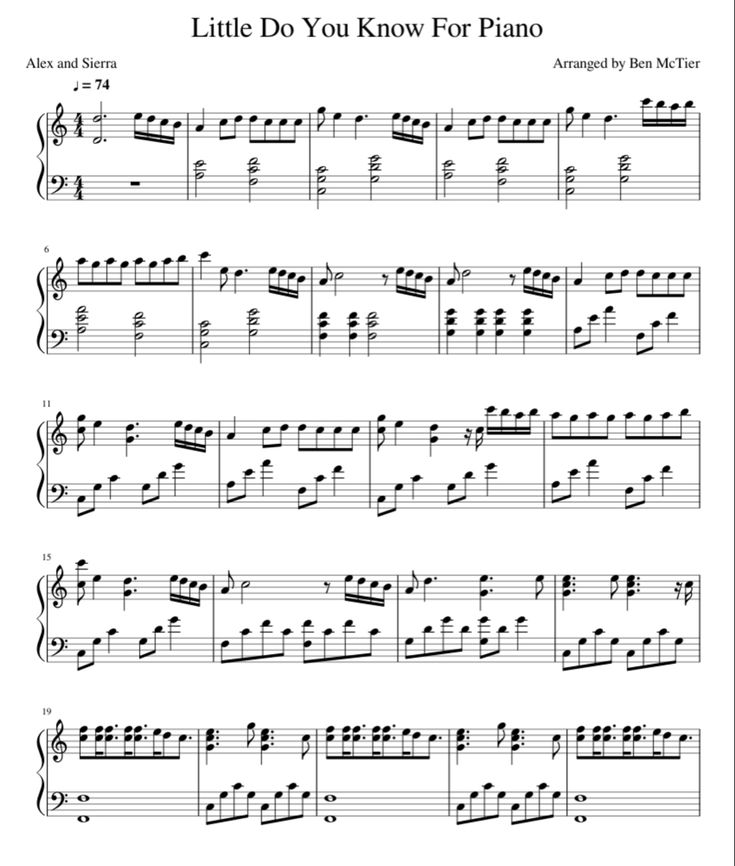 sheet music with the words little do you know for piano?