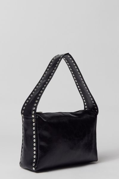 Boxy shoulder bag from Silence + Noise in premium faux leather. Zip top with metal stud detailing. Find it only at Urban Outfitters. Features Silence + Noise shoulder bag Boxy shape with metal accents Zip closure with a zippered pocket inside UO exclusive Content + Care PU, mixed metal Wipe clean Imported | Silence + Noise Mona Shoulder Bag in Black, Women's at Urban Outfitters Studded Bag, Gift Exchange, Black Bag, Staple Pieces, Metallic Accents, Black Fits, Zip Top, Trend Setter, Inside Pocket