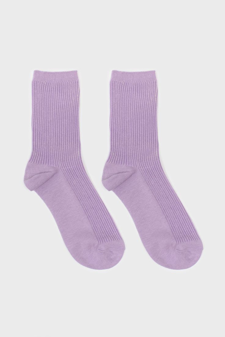 - Measurements: 1. Length: 21cm- Materials: 80% cotton, 20% polyester > 80% cotton, 18% polyester, 2% polyurethane- Thickness: Moderate- Sheerness: None- Stretch: Low- Lining: None- Care: Machine wash cold Ribbed Socks, Jeans Uk, London Free, Buy Now Pay Later, Buy Now, Socks, London, Purple