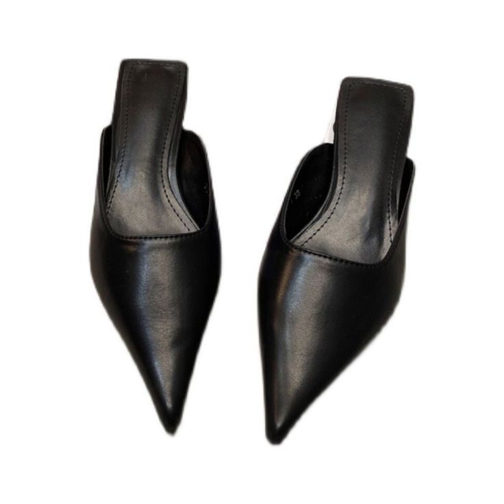 The Pointed Toe Cat Heel Mule Sandals offer a stylish and unique design with a pointed toe and cat heel. These sandals provide both comfort and fashion, perfect for any occasion. With a modern twist on the classic mule, these sandals are sure to elevate any outfit. - Color: Black, White, Red- Style: Sandals- Closure Type: Slip On- Upper Material: Faux PU- Sole Material: Rubber- Heel Height: 3cm- Toe Style: Pointed Toe- Occasion: Casual- Gender: Women Fitted Mules With Padded Heel And Pointed Toe, Sleek Sandals With Sculpted Heel And Pointed Toe, Chic Pointed Toe Sandals For Office, Fitted Pointed Toe Mules For Evening, Sleek Fitted Mules With Pointed Toe, Pointed Toe Sandals For Night Out, Chic Pointed Kitten Heels With Sculpted Heel, Leather Pointed Toe Kitten Heels For Night Out, Leather Kitten Heels With Pointed Toe For Night Out