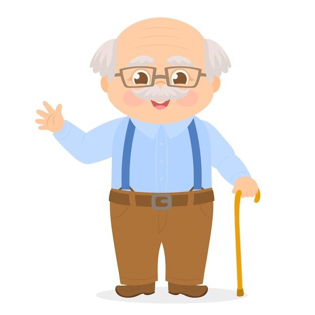 an old man with glasses and a cane