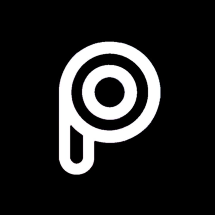 a black and white logo with the letter p in it's center, on a dark background