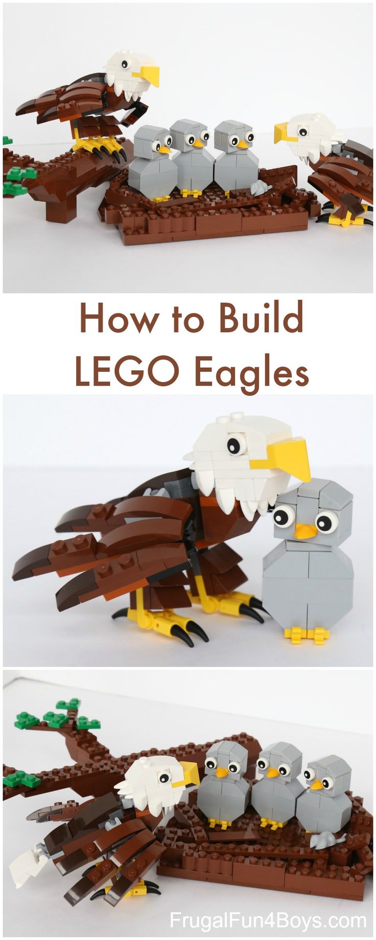 an eagle made out of legos with the words how to build lego eagles on it