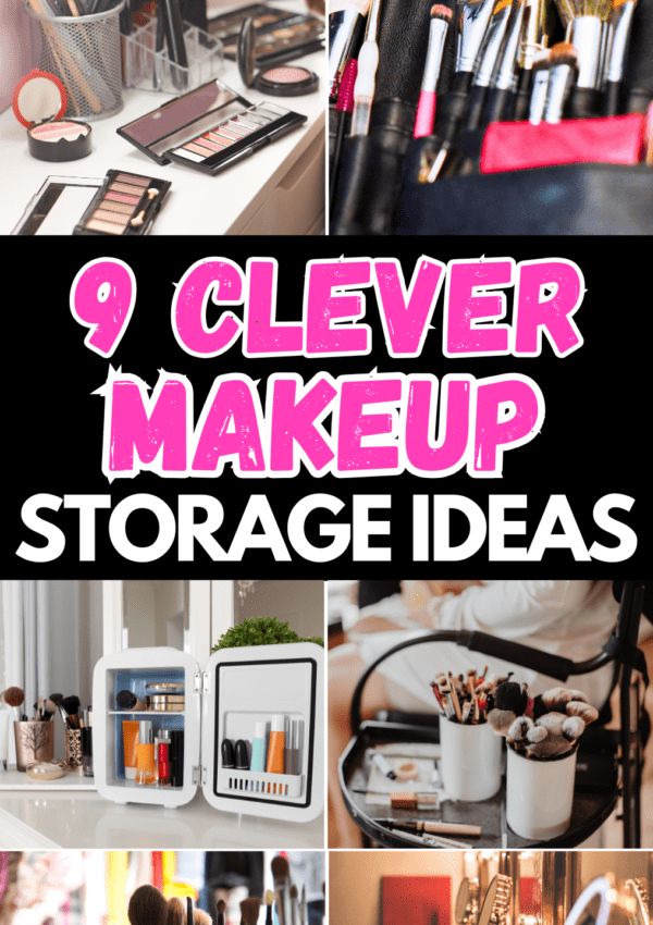 Makeup Organization For Small Bathroom, How To Store Makeup In Bathroom, Makeup Counter Organization, Wall Makeup Storage, Storage Ideas Aesthetic, Makeup Storage Ideas Bathroom, Makeup Storage For Small Spaces, Bathroom Counter Makeup, Diy Makeup Storage Ideas