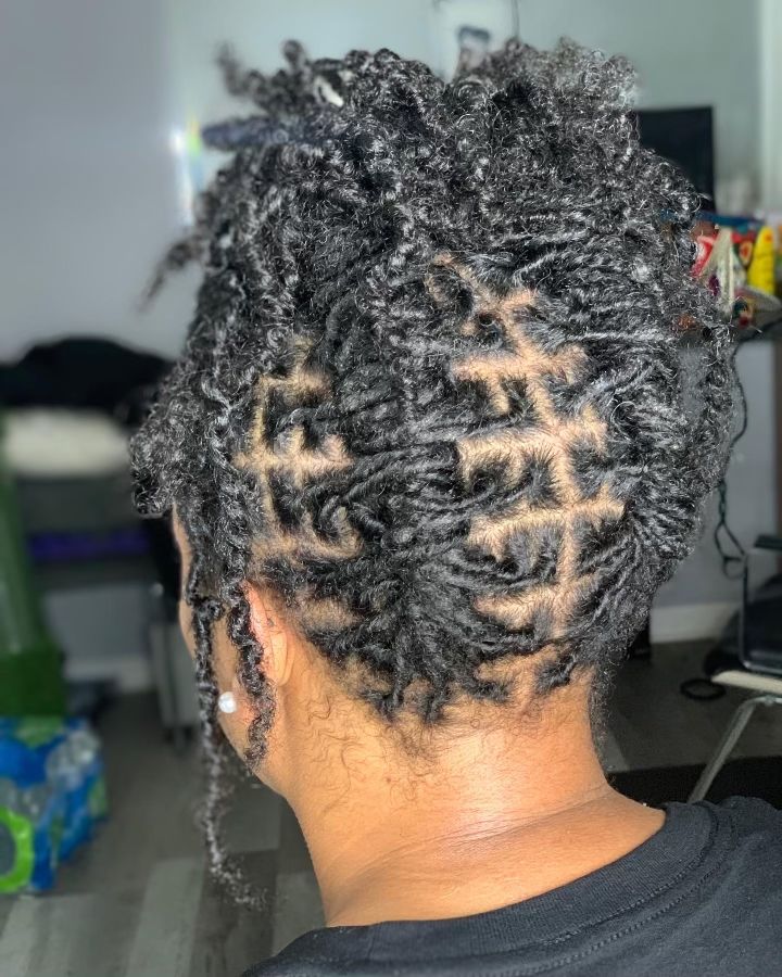 Style Starter Locs Black Women, Female Starter Locs Styles, Starter Locs Styles Black Women, Starter Locs Styled, Starter Locs On Medium Length Hair, Starter Locs Styles For Medium Hair, Starter Love Styles, Starter Loc Protective Styles, Styling Short Starter Locs