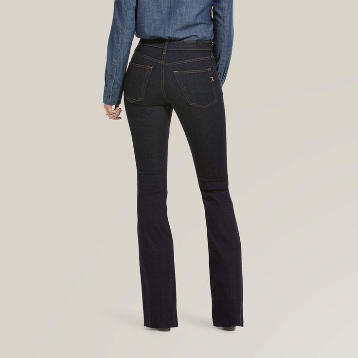 Premium High Rise Flare Jean | Ariat Elegant Fitted Denim Flare Jeans, Elegant Mid-rise Dark Wash Flare Jeans, Professional Flare Denim Jeans For Work, Denim Flare Jeans For Workwear, Flare Denim Jeans For Work, Elegant Flare Denim Jeans For Workwear, Elegant High Rise Flare Jeans For Fall, Elegant High-rise Flare Jeans For Fall, Elegant Mid-rise Flare Jeans For Fall