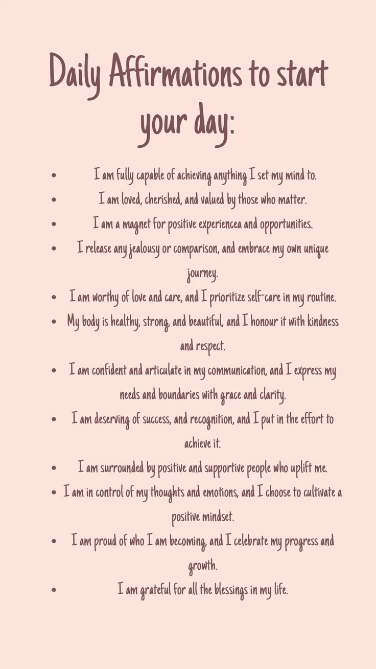 a pink poster with the words daily affirmations to start your day