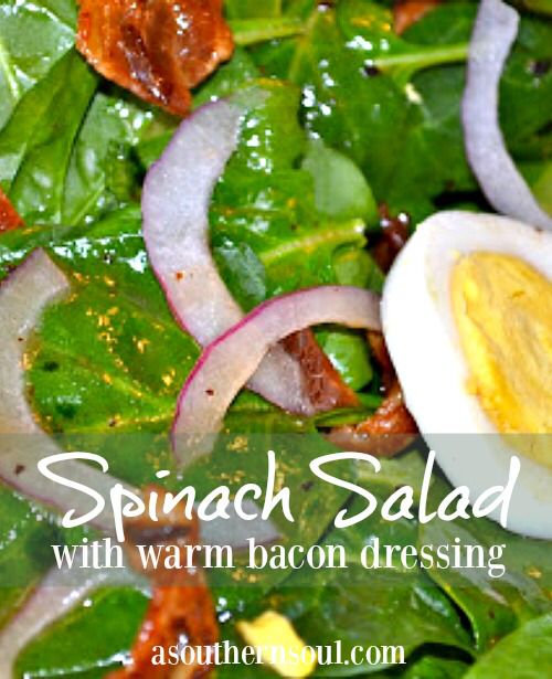 spinach salad with warm bacon dressing is an easy and healthy side dish for lunch