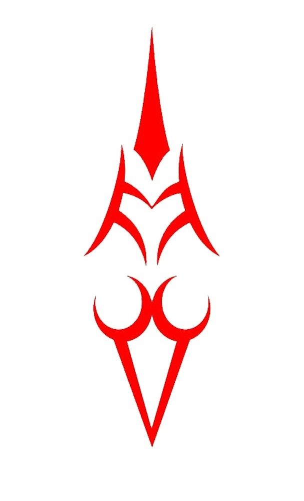 a red and white logo with an abstract design on the bottom half of its face