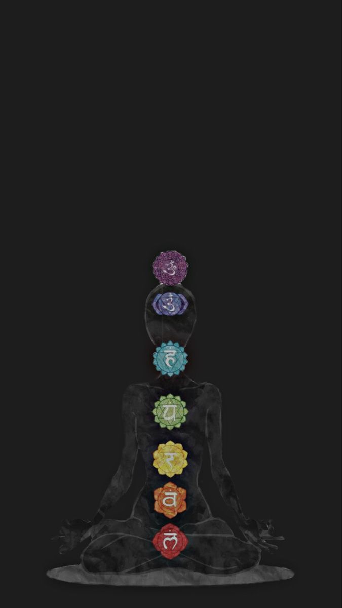 the seven chakras are arranged on top of each other, with their respective colors