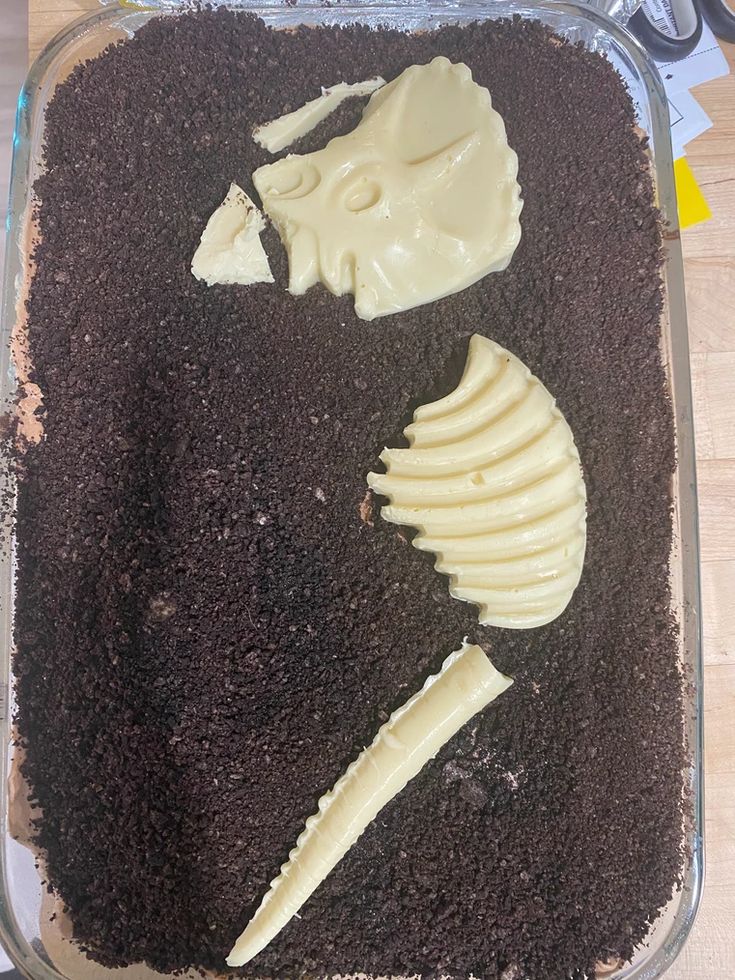 there is a cake in the shape of a skeleton