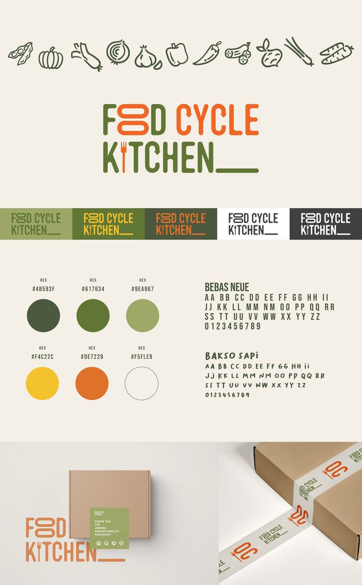 the food cycle kitchen logo and packaging design