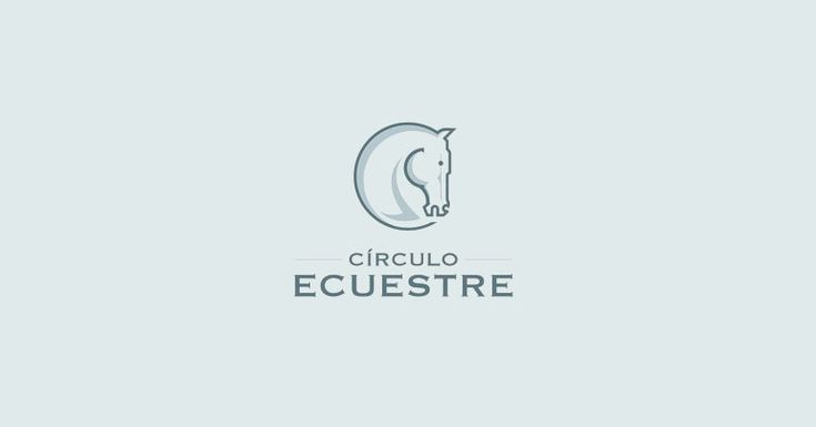 the logo for an equestrian company, with a horse's head in the center